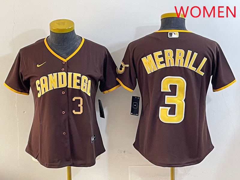 Women San Diego Padres #3 Merrill Brown Game 2025 Nike MLB Jersey style 7->youth mlb jersey->Youth Jersey